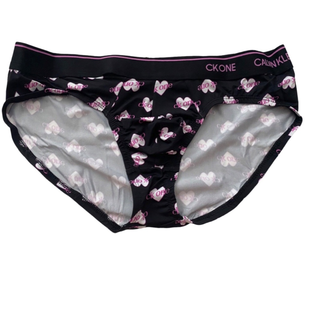 Calvin Klein New CK One Nylon Black Heart Logo Hip Brief Underwear NB2224 071